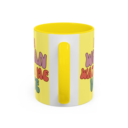 I Am Woman Watch Me Vote Yellow Accent Mug by theGreenDragonTavern.shop