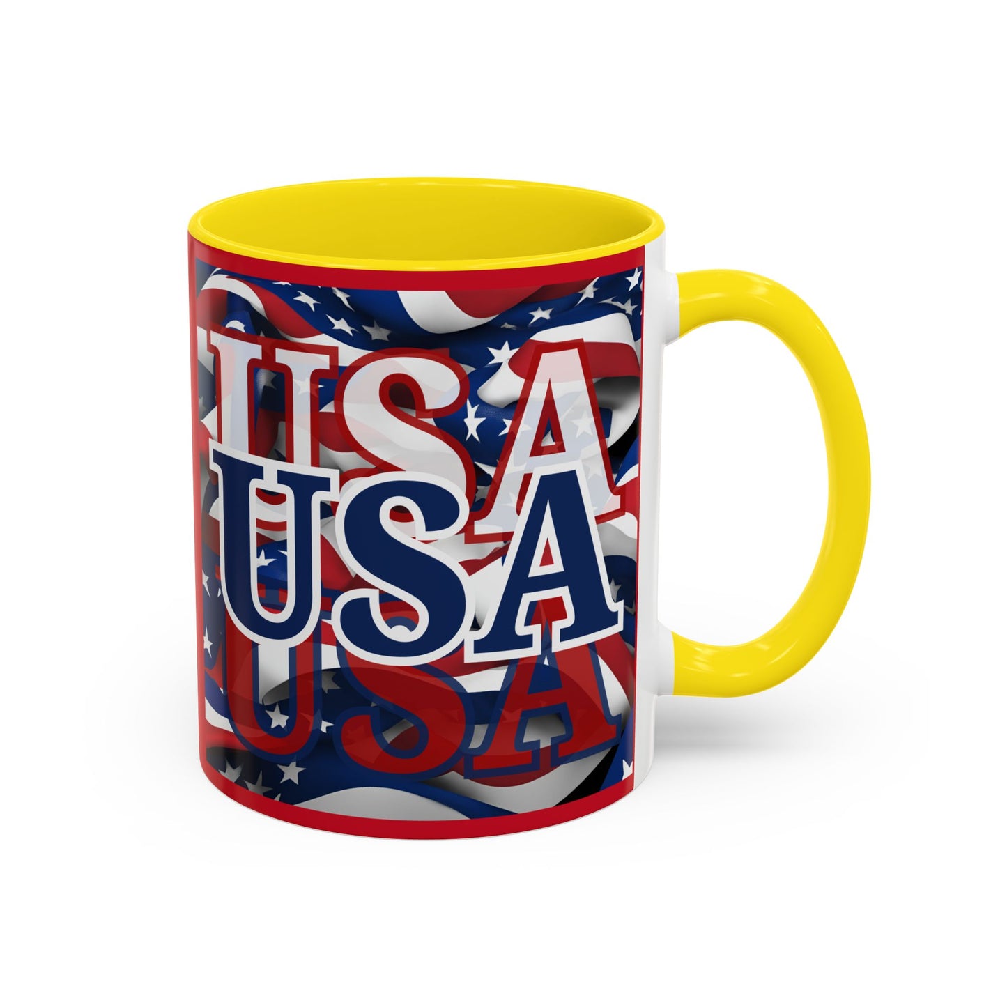 USA Blue font Center Patriot Red Accent Mug by theGreenDragonTavern.shop