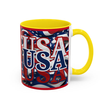USA Blue font Center Patriot Red Accent Mug by theGreenDragonTavern.shop