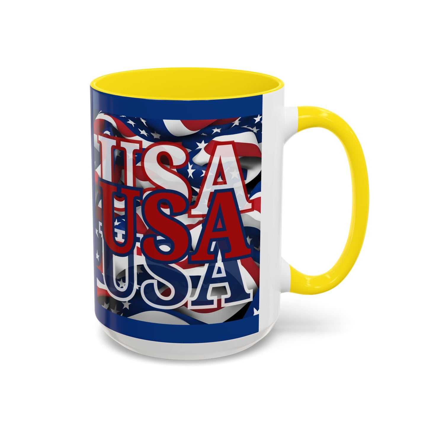 USA Red font Center Patriot Blue Accent Mug by theGreenDragonTavern.shop