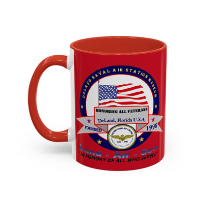 DNASM 2-sided, Founding & Student Art w/Navy Ring Red Accent Mug by theGreenDragonTavern.shop