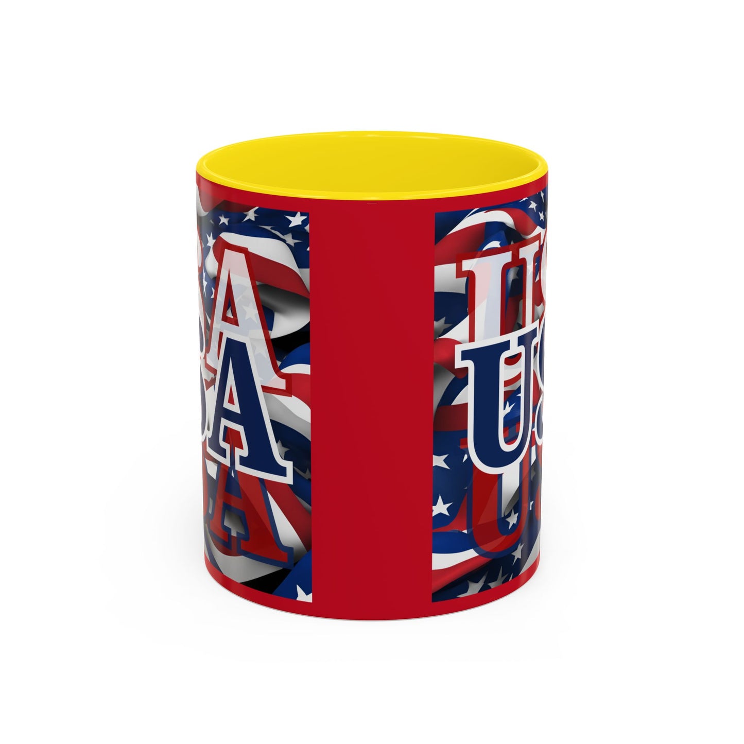 USA Blue font Center Patriot Red Accent Mug by theGreenDragonTavern.shop