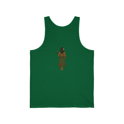 2-sided, Hula Girl Packin' Heat Unisex Jersey Tank Top by theGreenDragonTavern.shop