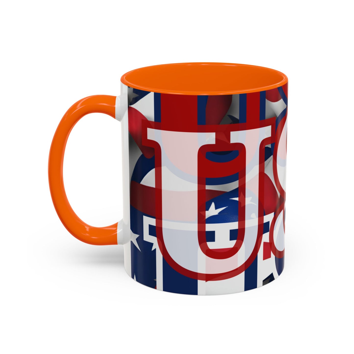 USA! USA! USA White font Patriot Red Accent Mug by theGreenDragonTavern.shop