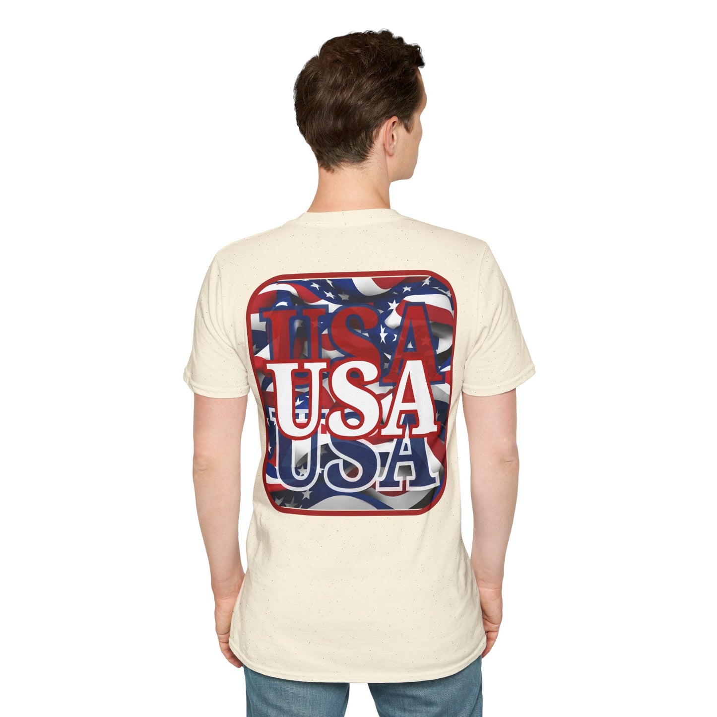 2-sided, Red WHITE and Blue USA Patriot Light colors Unisex T-Shirt by theGreenDragonTavern.shop