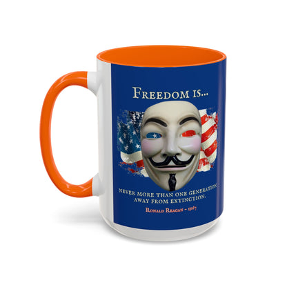 Ronald Reagan Freedom Vendetta Blue Accent Mug by theGreenDragonTavern.shop