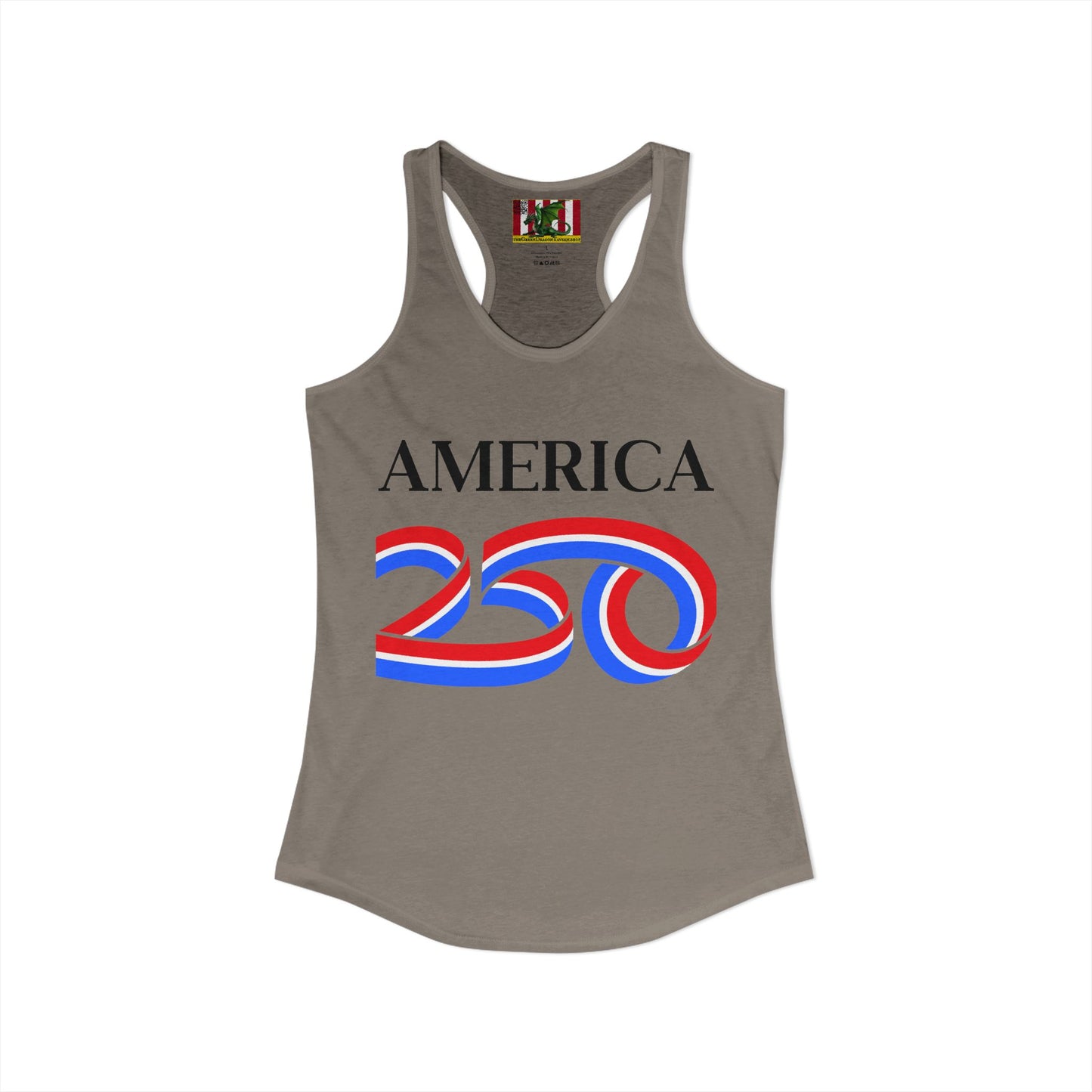 America 250 Black font Women's Racerback Tank Top by theGreenDragonTavern.shop