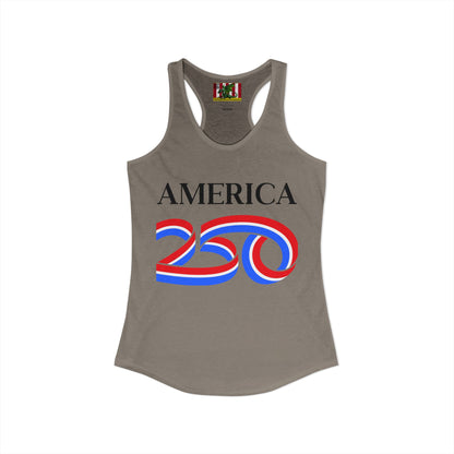 America 250 Black font Women's Racerback Tank Top by theGreenDragonTavern.shop