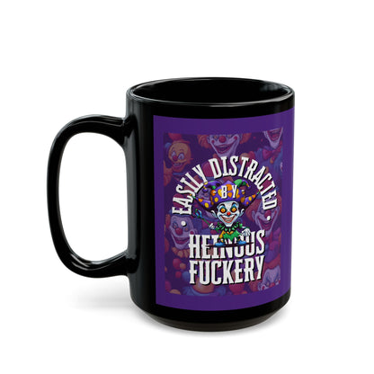 Easily Distracted by Heinous Fuckery Little Jinx Dark Purple Mug by theGreenDragonTavern.shop