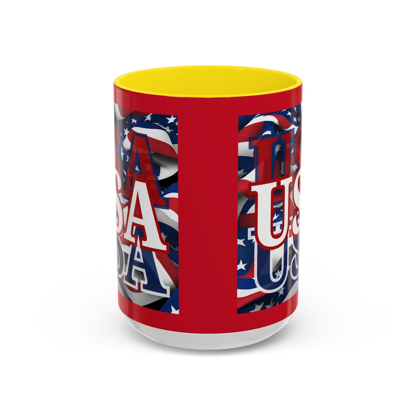 USA White font Center Patriot Red Accent Mug by theGreenDragonTavern.shop