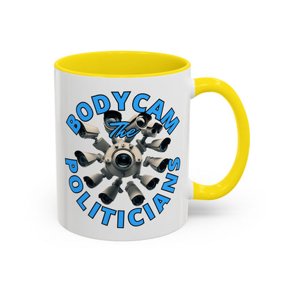 Bodycam the Politicians Cameras White Accent Mug by theGreenDragonTavern.shop