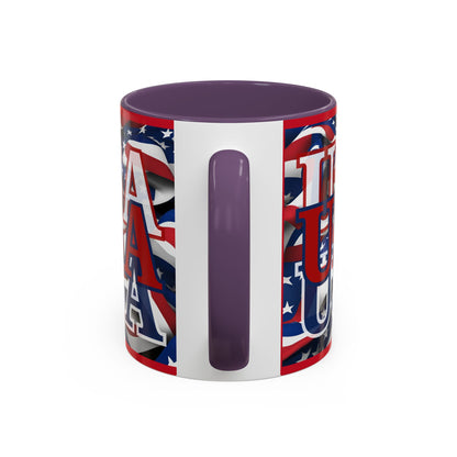 USA Red font Center Patriot Red Accent Mug by theGreenDragonTavern.shop