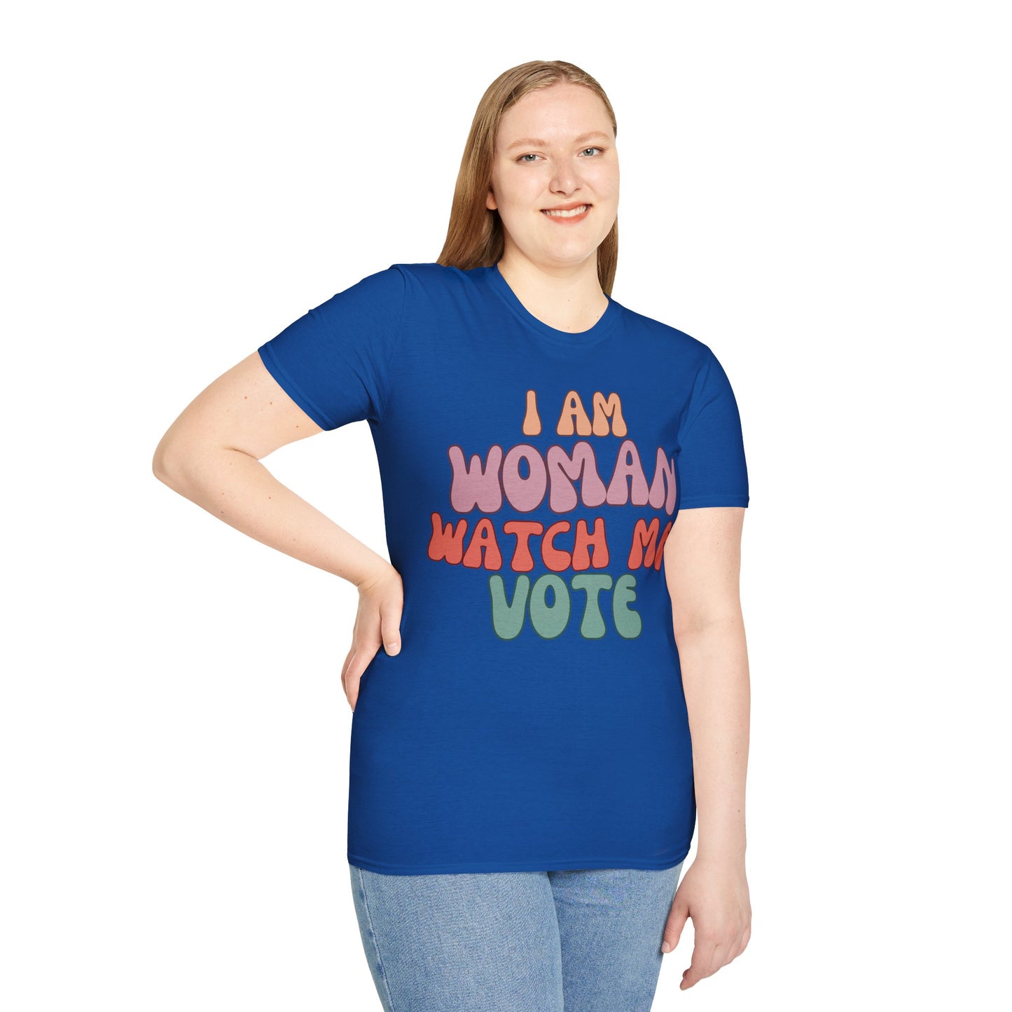 I Am Woman Watch Me Vote Dark colors Unisex T-Shirt by theGreenDragonTavern.shop