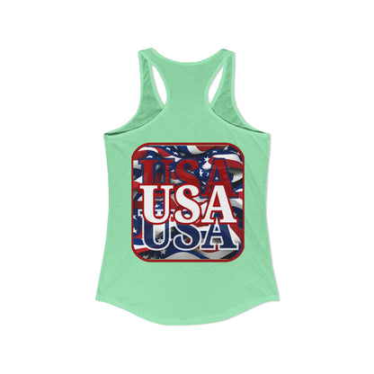 2-sided, Red WHITE and Blue USA Patriot Women's Racerback Tank Top by theGreenDragonTavern.shop
