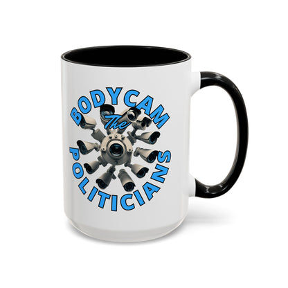Bodycam the Politicians Cameras White Accent Mug by theGreenDragonTavern.shop
