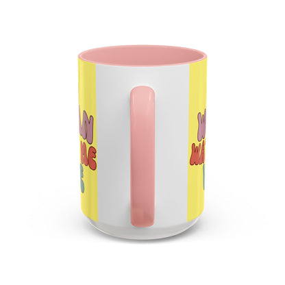 I Am Woman Watch Me Vote Yellow Accent Mug by theGreenDragonTavern.shop