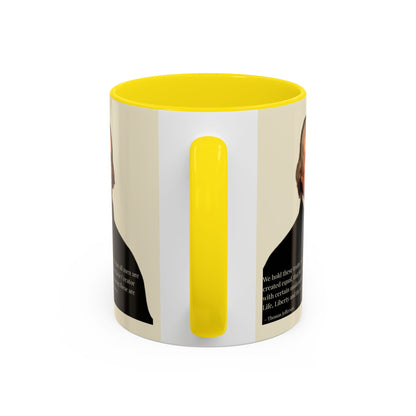 We hold these truths to be self-evident Parchment Yellow Accent Mug by theGreenDragonTavern.shop