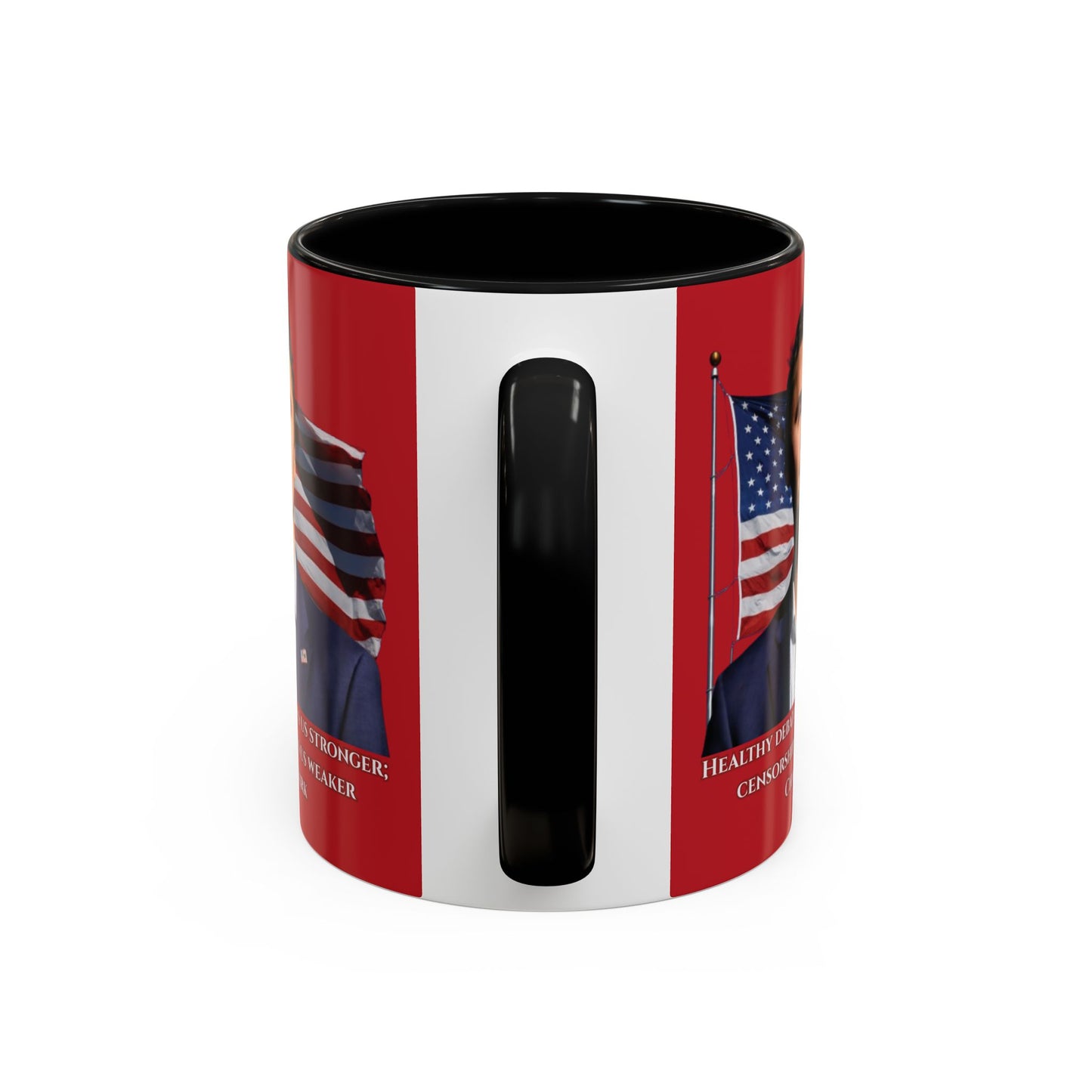 Charlie Kirk, Healthy Debate Red Accent Mug by theGreenDragonTavern.shop