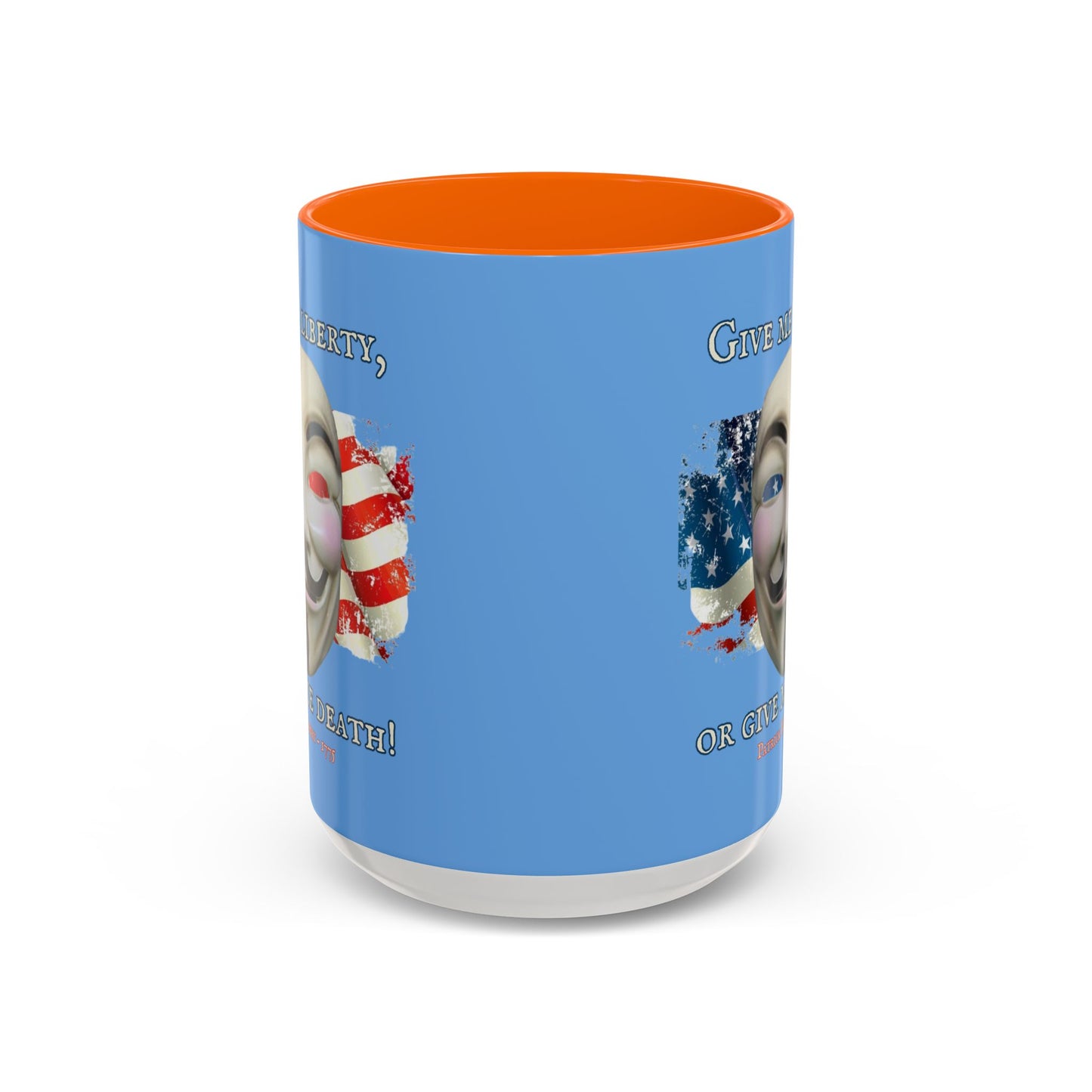 Vendetta, "Give me liberty, or give me death!" Blue Accent Mug by theGreenDragonTavern.shop