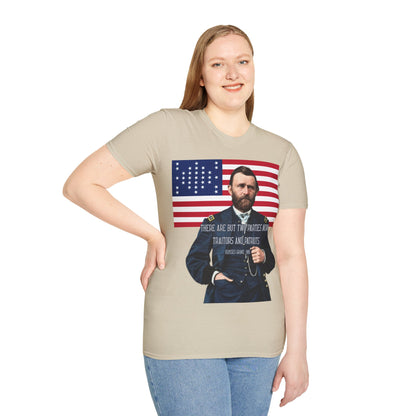 "Traitors and Patriots" Ulysses Grant Light colors Unisex T-Shirt by theGreenDragonTavern.shop