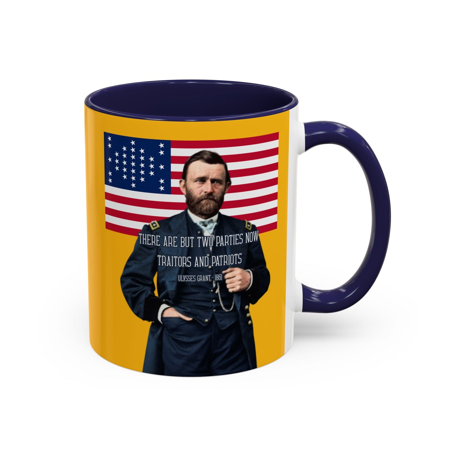 "Traitors and Patriots" Ulysses Grant Yellow Accent Mug by theGreenDragonTavern.shop