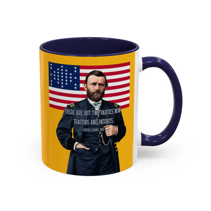 "Traitors and Patriots" Ulysses Grant Yellow Accent Mug by theGreenDragonTavern.shop