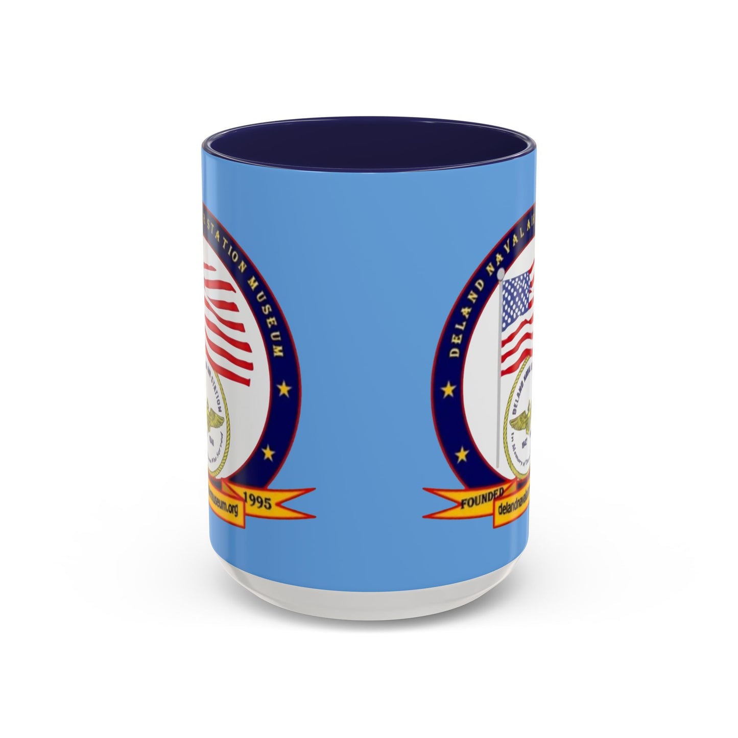 DeLand Naval Air Station Museum Light Blue Accent Mug by theGreenDragonTavern.shop