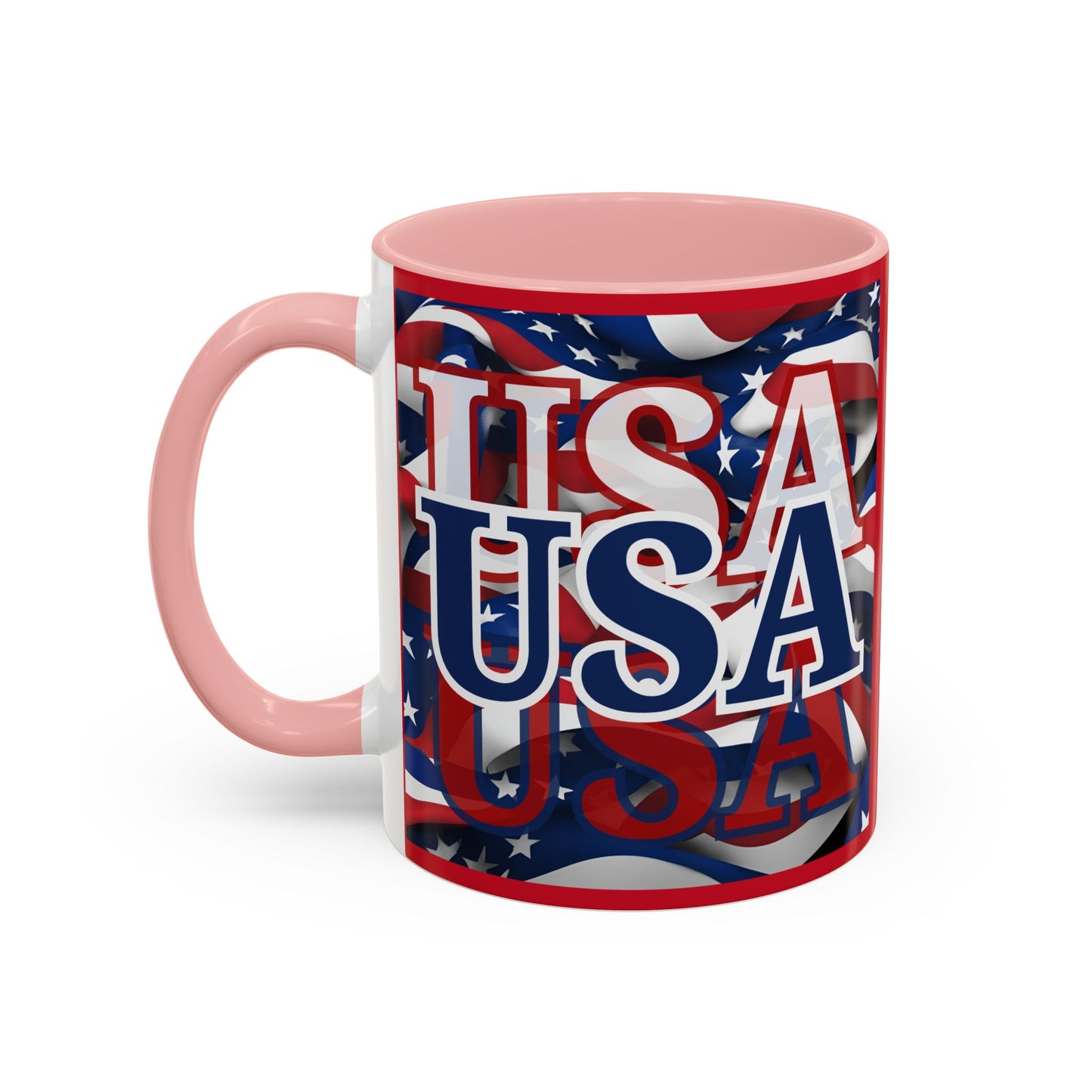 USA Blue font Center Patriot Red Accent Mug by theGreenDragonTavern.shop