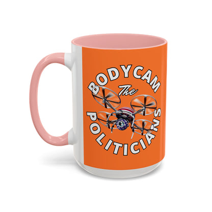 Bodycam the Politicians Drone Orange Accent Mug by theGreenDragonTavern.shop
