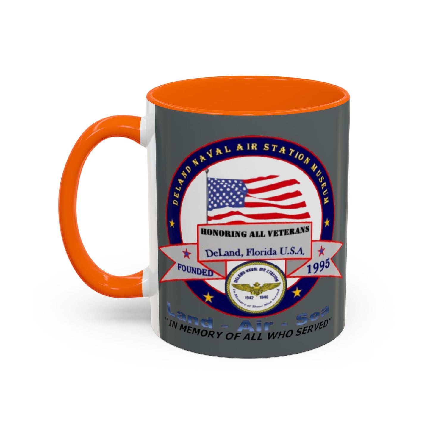 DNASM 2-sided, Founding & Student Art w/Navy Ring Grey Accent Mug by theGreenDragonTavern.shop