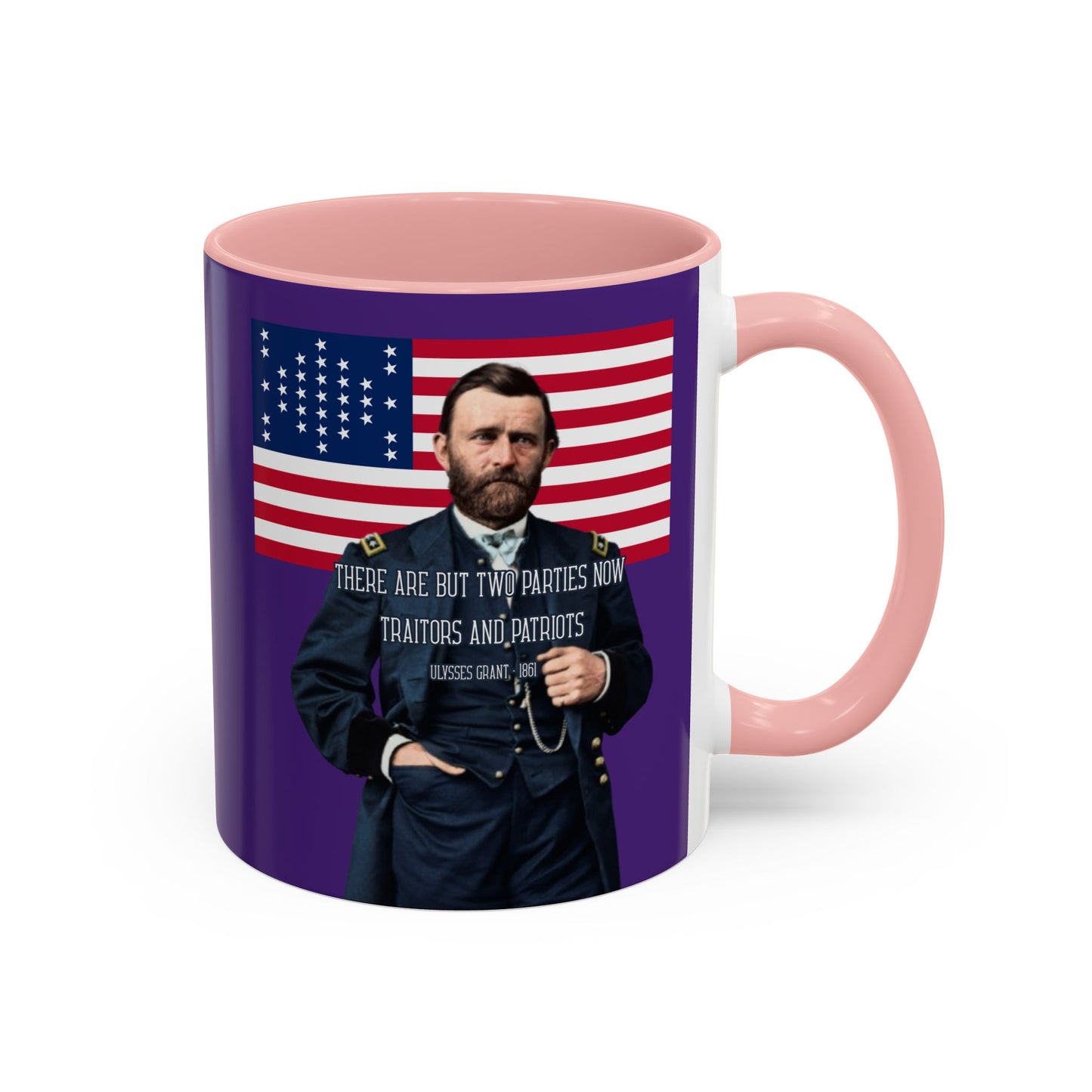 "Traitors and Patriots" Ulysses Grant Dark Purple Accent Mug by theGreenDragonTavern.shop