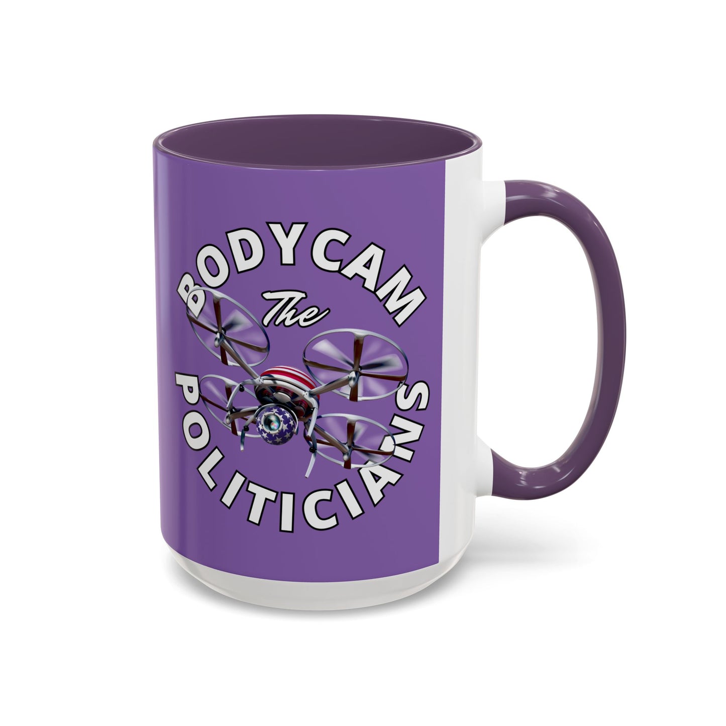 Bodycam the Politicians Drone Light Purple Accent Mug by theGreenDragonTavern.shop