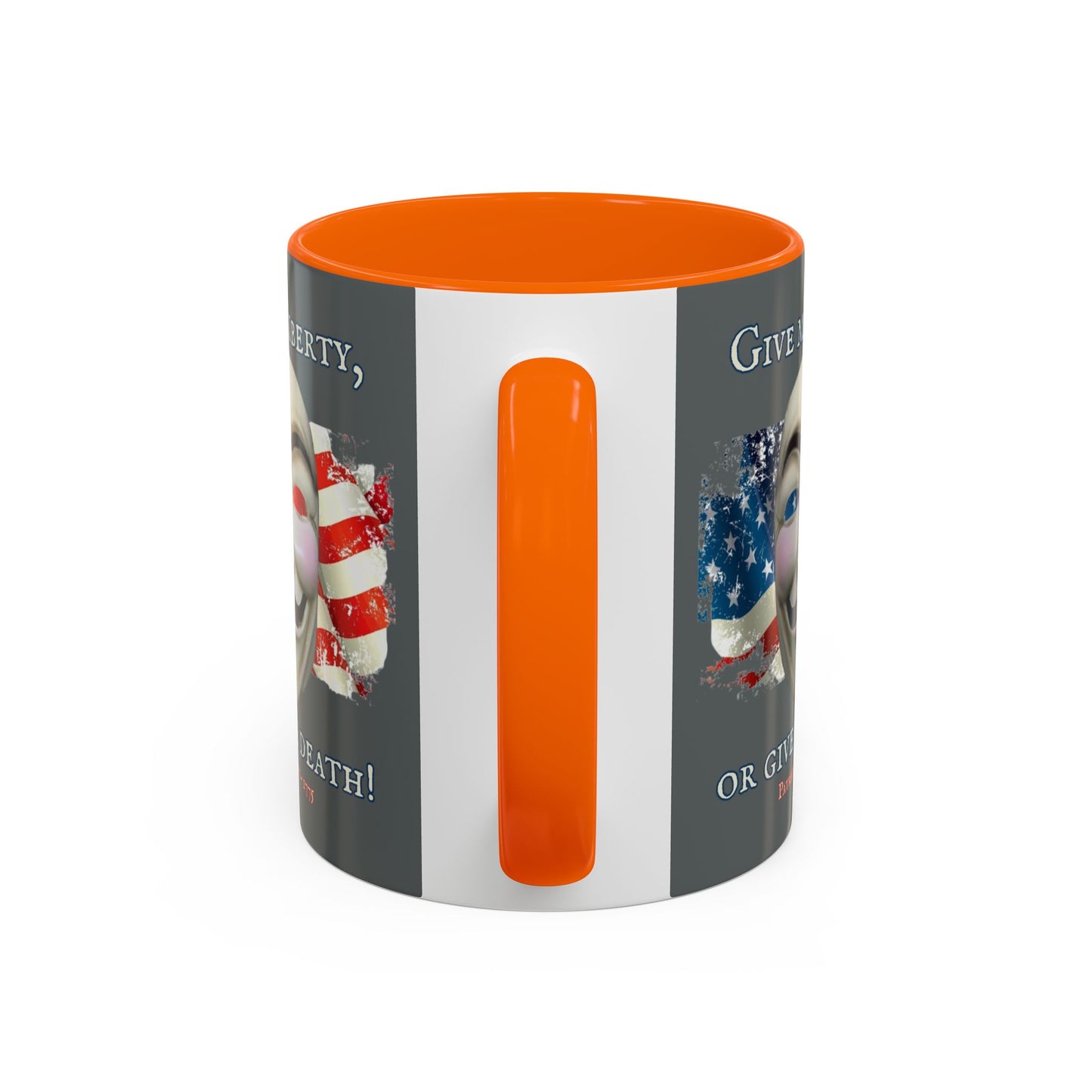 Vendetta, "Give me liberty, or give me death!" Grey Accent Mug by theGreenDragonTavern.shop
