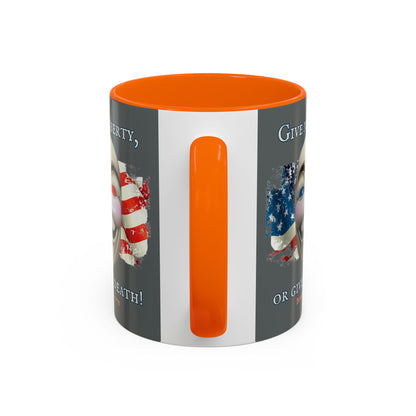 Vendetta, "Give me liberty, or give me death!" Grey Accent Mug by theGreenDragonTavern.shop