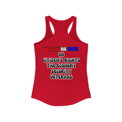 2-sided, I Am Woman Watch Me Vote Women's Racerback Tank Top by theGreenDragonTavern.shop