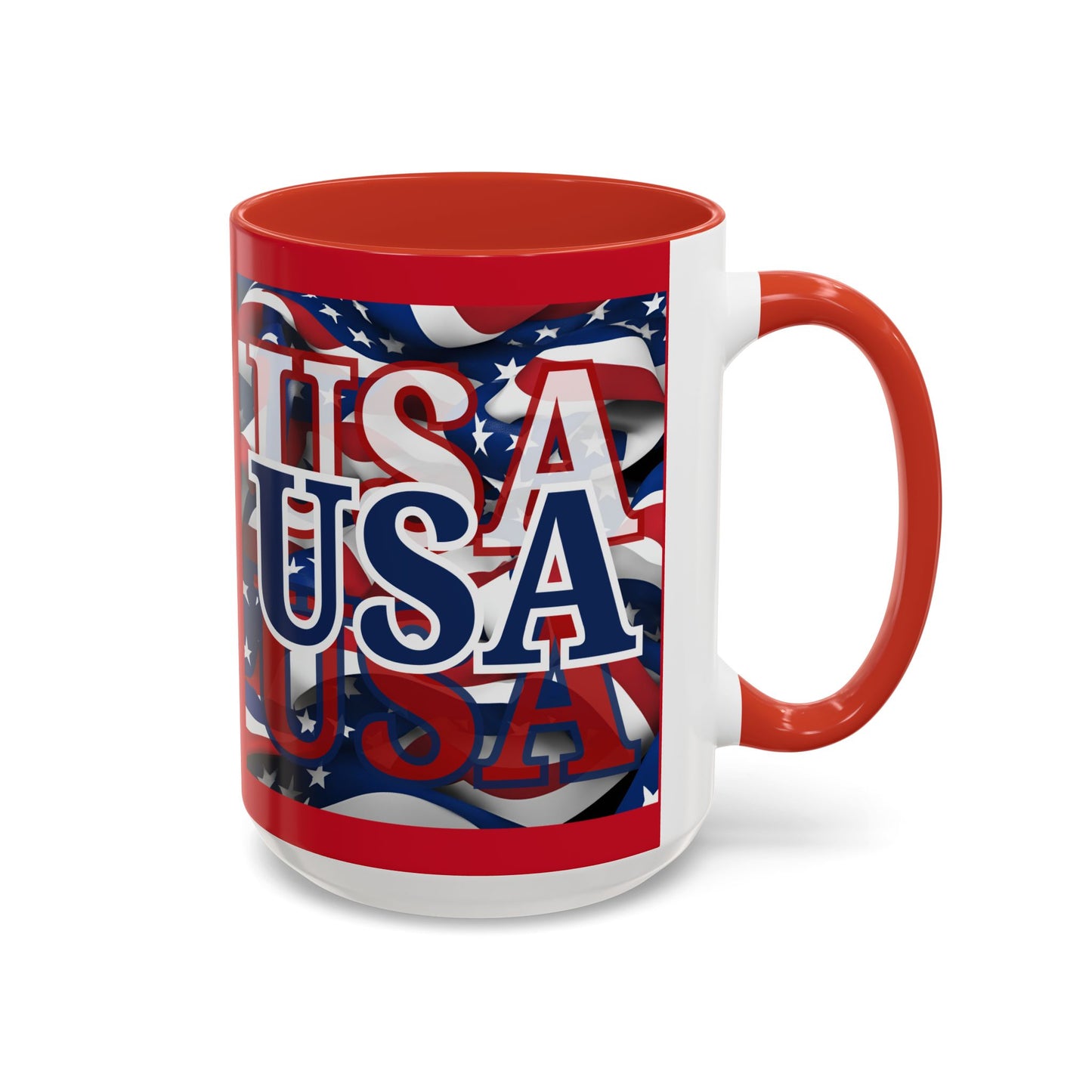 USA Blue font Center Patriot Red Accent Mug by theGreenDragonTavern.shop