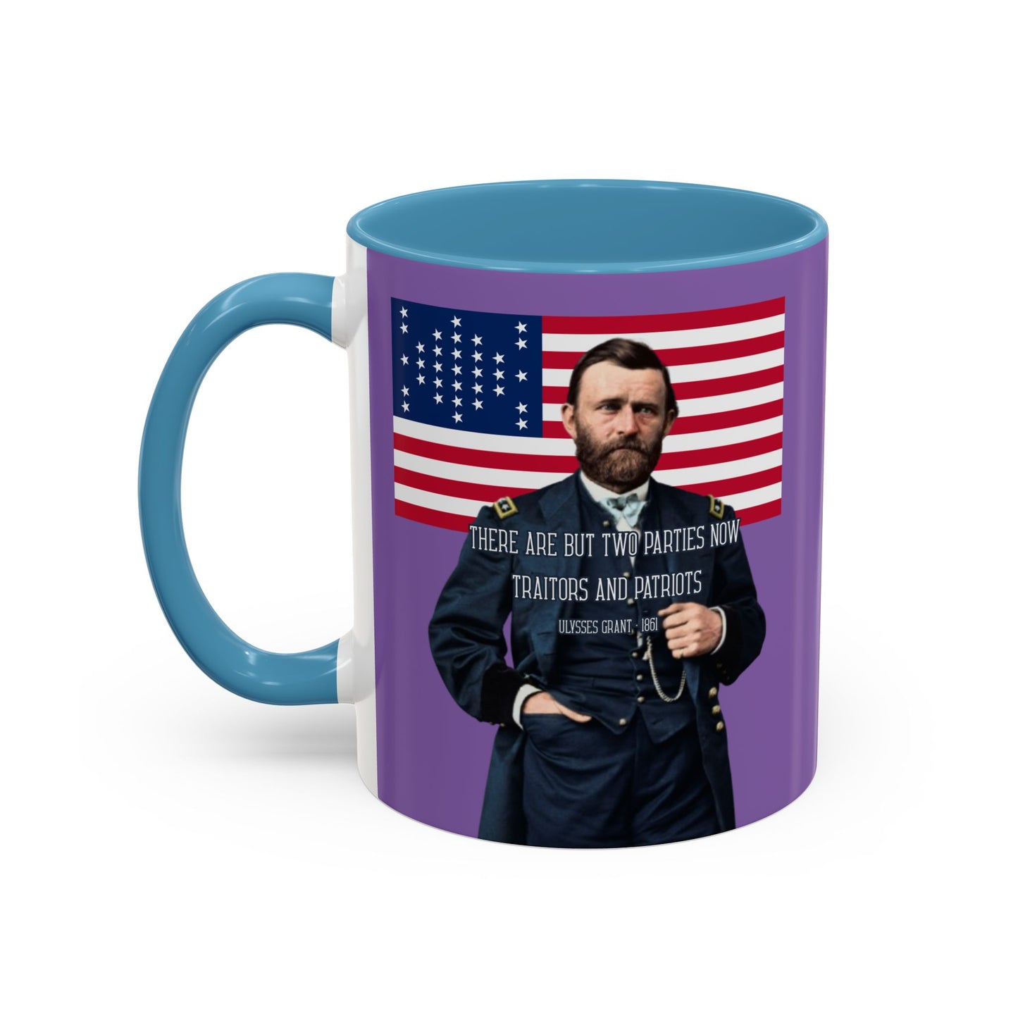 "Traitors and Patriots" Ulysses Grant Light Purple Accent Mug by theGreenDragonTavern.shop