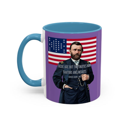 "Traitors and Patriots" Ulysses Grant Light Purple Accent Mug by theGreenDragonTavern.shop