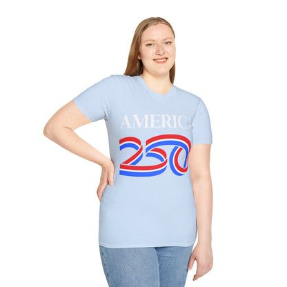 America 250 White font, Light colors, Unisex T-Shirt by theGreenDragonTavern.shop