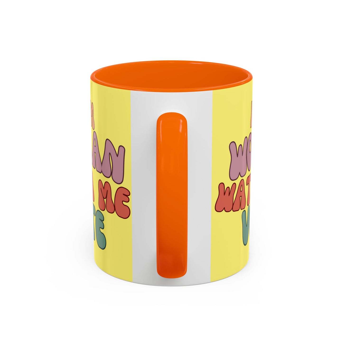 I Am Woman Watch Me Vote Yellow Accent Mug by theGreenDragonTavern.shop
