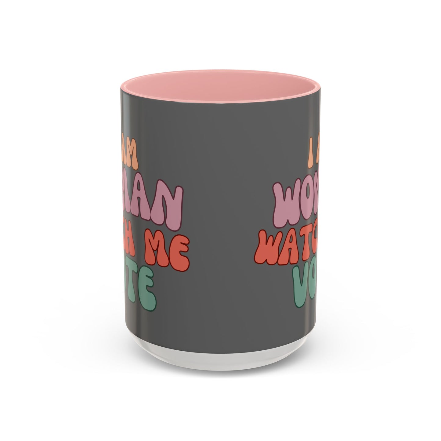 I Am Woman Watch Me Vote Grey Accent Mug by theGreenDragonTavern.shop