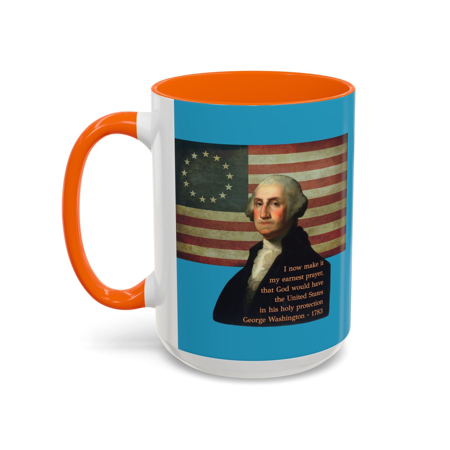 Washington's Earnest Prayer Turquoise Accent Mug by theGreenDragonTavern.shop