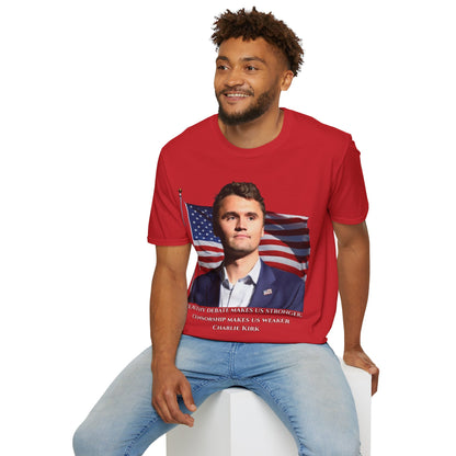 Charlie Kirk, Healthy Debate Light colors Unisex T-Shirt by theGreenDragonTavern.shop