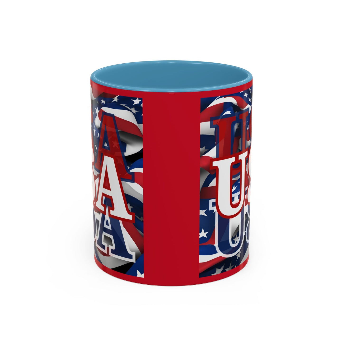 USA White font Center Patriot Red Accent Mug by theGreenDragonTavern.shop