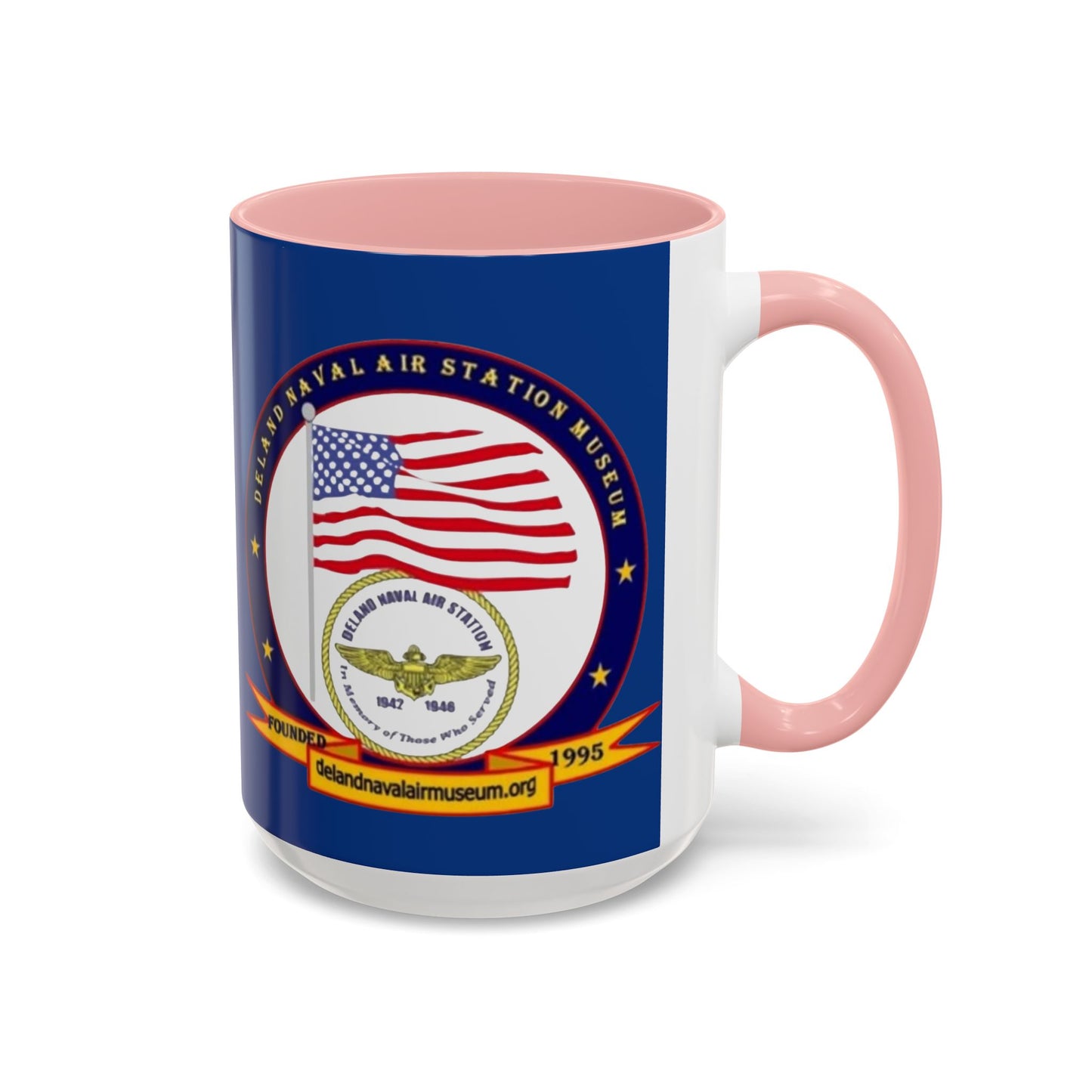 DeLand Naval Air Station Museum Blue Accent Mug by theGreenDragonTavern.shop