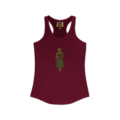 2-sided, Hula Girl Packin' Heat Women's Racerback Tank Top by theGreenDragonTavern.shop