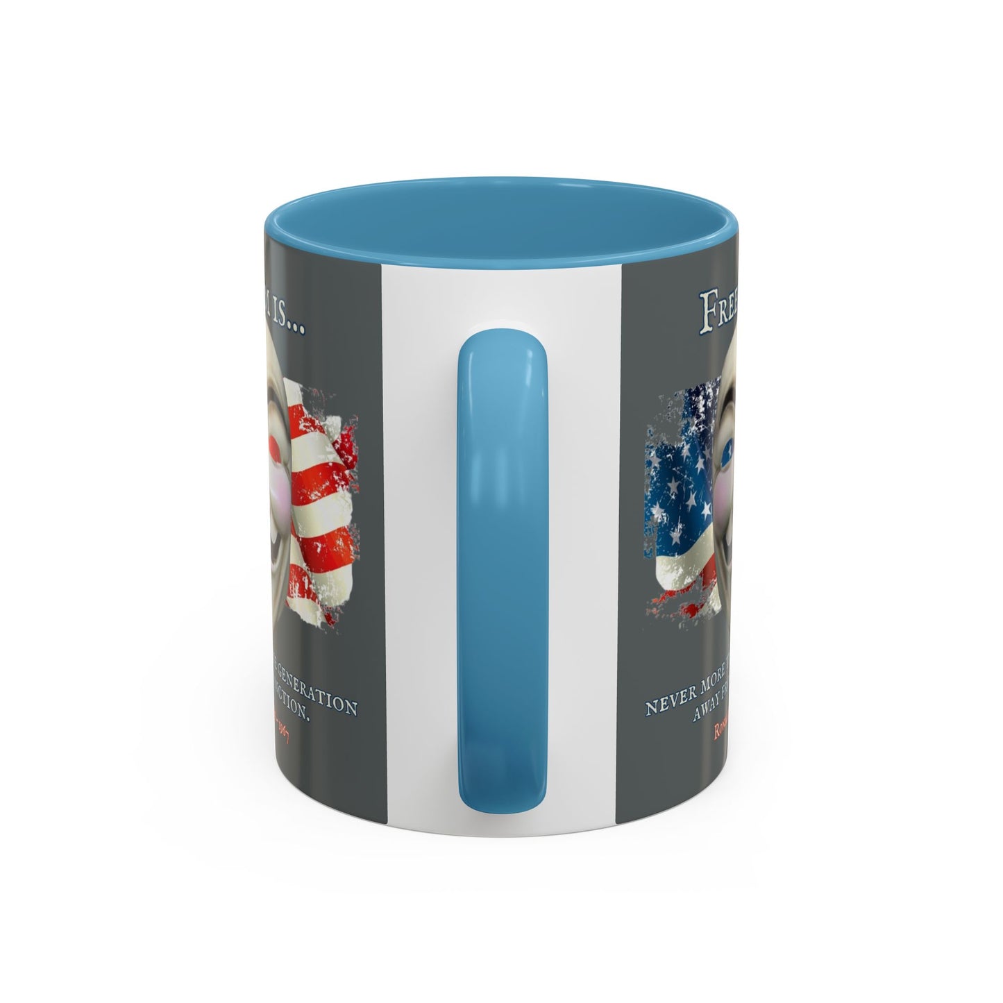 Ronald Reagan Freedom Vendetta Grey Accent Mug by theGreenDragonTavern.shop