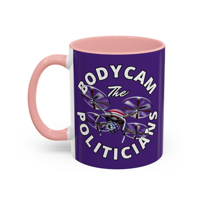 Bodycam the Politicians Drone Dark Purple Accent Mug by theGreenDragonTavern.shop