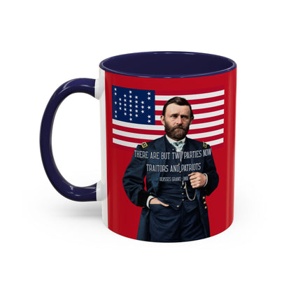 "Traitors and Patriots" Ulysses Grant Red Accent Mug by theGreenDragonTavern.shop