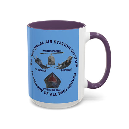 DNASM 2-sided, Founding & Student Art Light Blue Accent Mug by theGreenDragonTavern.shop